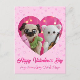 Cute Kawaii Rosa Pastel Hearts Valentine Day Helg Vykort