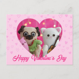Cute Kawaii Rosa Pastel Hearts Valentine Day Helg Vykort