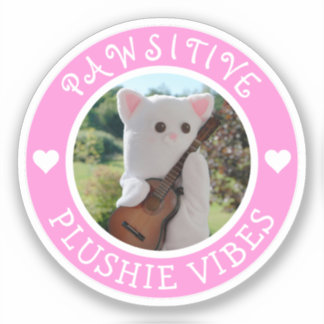 Cute Kawaii Rosa Pawsitive Plushie Vibes Photo Klistermärken