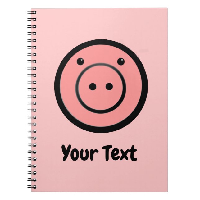 Cute Kawaii Rosa Piggy Gris Vector Art Anteckningsbok (Framsidan)
