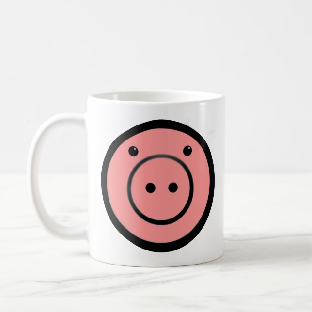 Cute Kawaii Rosa Piggy Gris Vector Art Kaffemugg (Vänster)