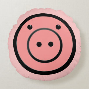 Cute Kawaii Rosa Piggy Gris Vector Art Rund Kudde