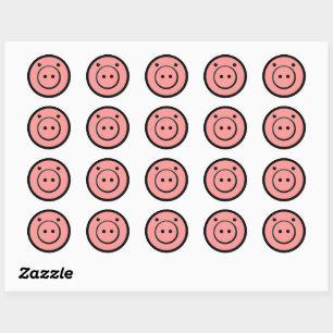 Cute Kawaii Rosa Piggy Gris Vector Art Runt Klistermärke