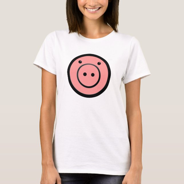 Cute Kawaii Rosa Piggy Gris Vector Art T Shirt (Framsida)