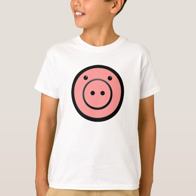 Cute Kawaii Rosa Piggy Gris Vector Art T Shirt (Framsida)