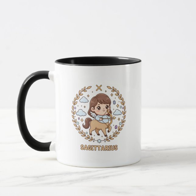 Cute Kawaii Sagittarius Zodiac Sign Mugg (Vänster)