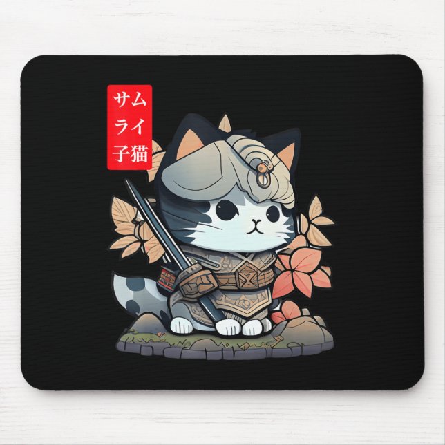 Cute Kawaii Samurai Warrior Kawaii Cat Japanska Musmatta (Framsidan)
