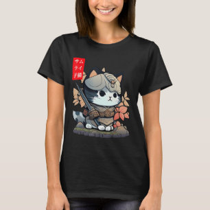 Cute Kawaii Samurai Warrior Kawaii Cat Japanska T Shirt