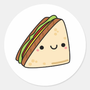 Cute Kawaii Sandwich Runt Klistermärke