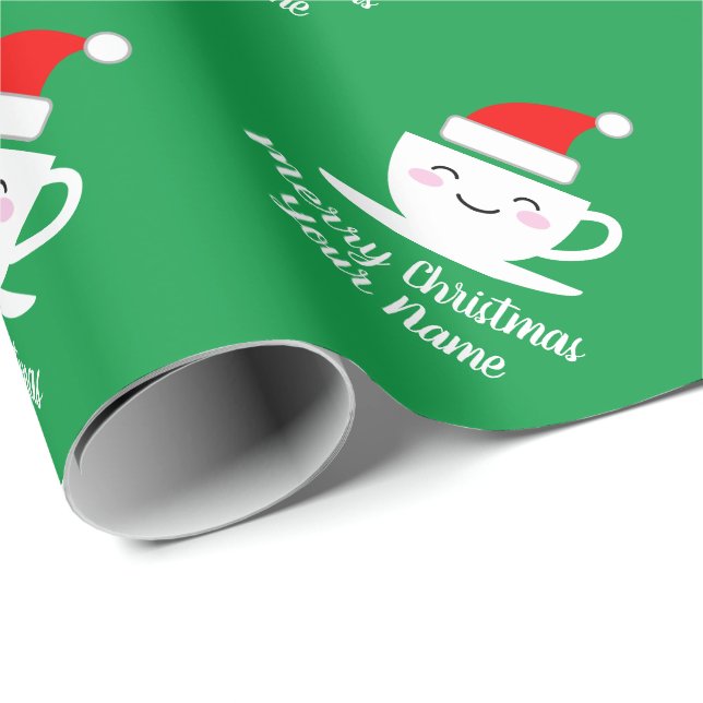 Cute kawaii Santa tecknad-kaffe kopp jul Presentpapper (Rullad Hörn)