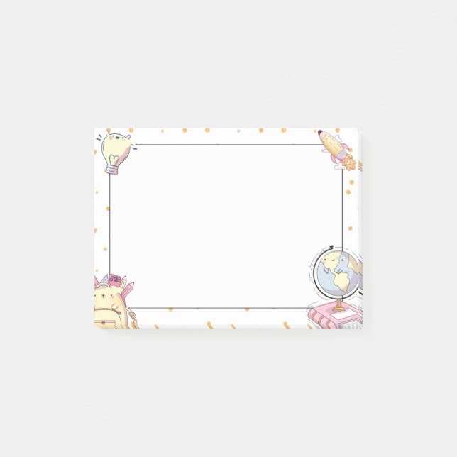 Cute Kawaii School Supplies Teacher Gift Post-it Block (Framsida)