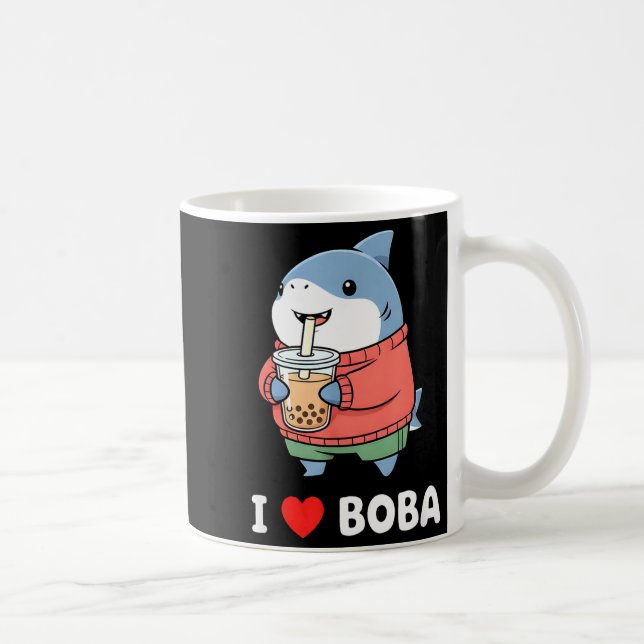 Cute Kawaii Shark Boba Tea Funny Bubble Tea Lover  Kaffemugg (Höger)