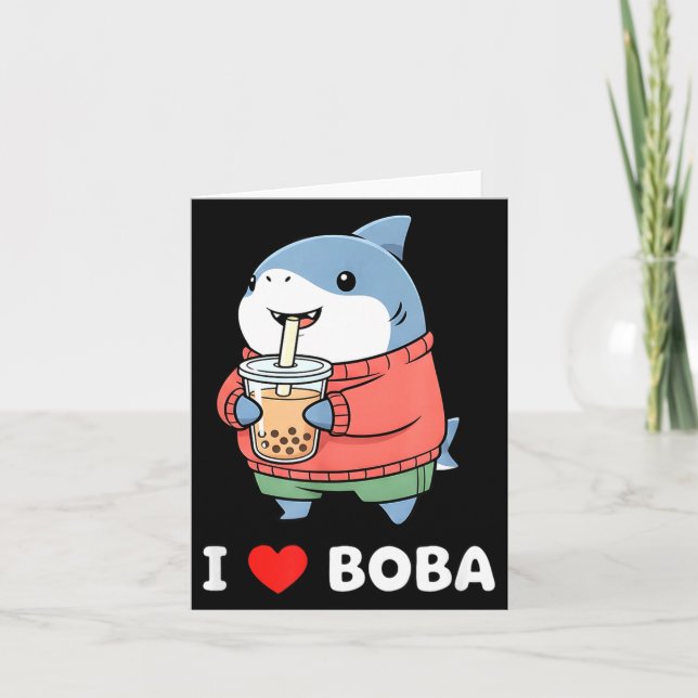 Cute Kawaii Shark Boba Tea Funny Bubble Tea Lover  Kort (Framsida)