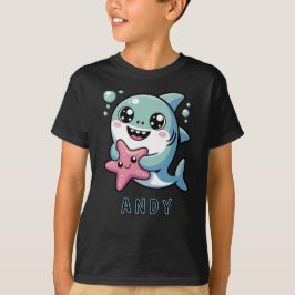 Cute Kawaii Shark och Starfish Ocean Friends T Shirt