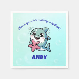 Cute Kawaii Shark Personlig Baby Shower Pappersservett