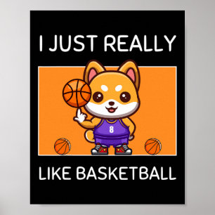 Cute Kawaii Shiba Inu... Verkligen som Basketbal Poster