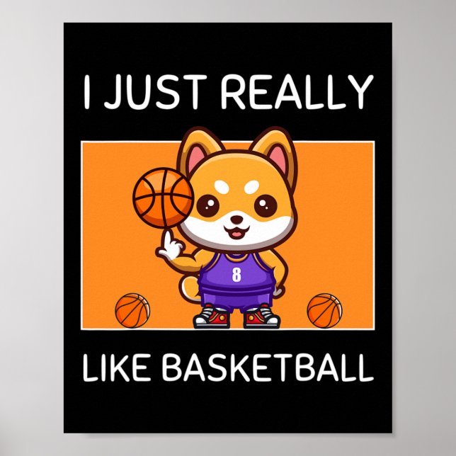 Cute Kawaii Shiba Inu... Verkligen som Basketbal Poster (Framsidan)