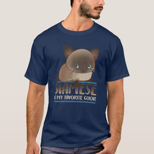 Cute Kawaii Siamese Cat T Shirt (Framsida)