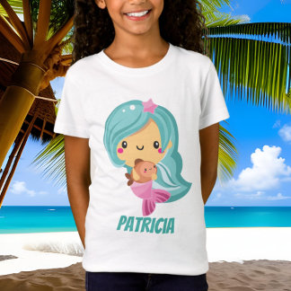 Cute Kawaii sjöjungfru, lägg till t-shirt för namn