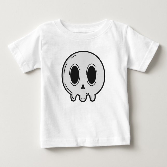 Cute Kawaii Skull Graphic Baby T-Shirt Minimalist  (Framsida)