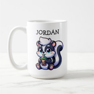 Cute Kawaii Skunk med Personligen Bubble Tea Kaffemugg