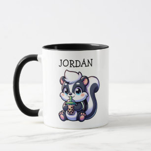 Cute Kawaii Skunk med Personligen Bubble Tea Mugg