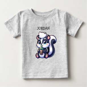 Cute Kawaii Skunk med Personligen Bubble Tea T Shirt