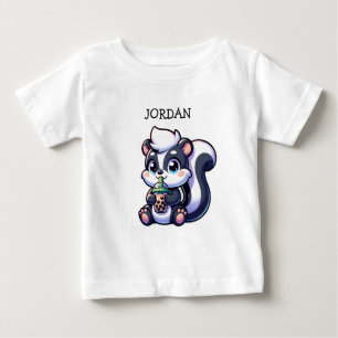Cute Kawaii Skunk med Personligen Bubble Tea T Shirt