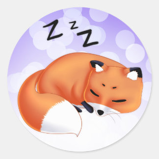 Cute Kawaii Sleeping tecknad fox Runt Klistermärke
