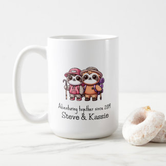 Cute Kawaii Sloth-paret Adventvent Tillsammans Kaffemugg