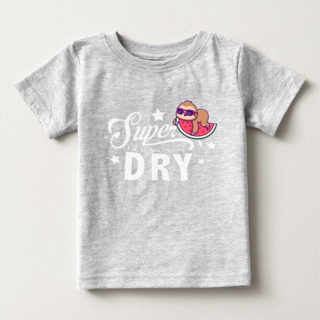 Cute Kawaii Sloth som landade på Watermelon Toppen T Shirt (Framsida)