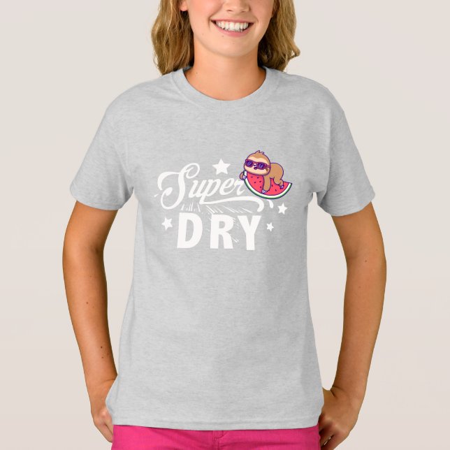 Cute Kawaii Sloth som landade på Watermelon Toppen T Shirt (Framsida)
