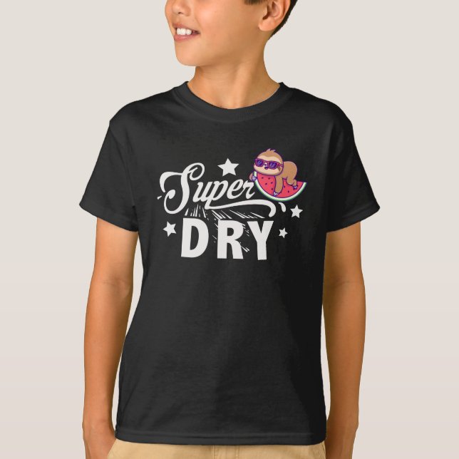 Cute Kawaii Sloth som landade på Watermelon Toppen T Shirt (Framsida)