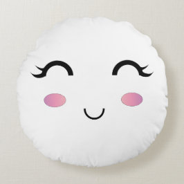 Cute Kawaii Smile Pillow Rund Kudde