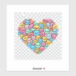 Cute Kawaii Smiley Heart Vinyl Sticker Klistermärken