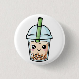 Cute Kawaii Smiling Boba Tea Knapp