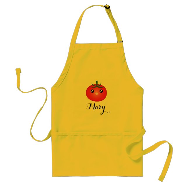 Cute Kawaii Smiling Lycklig Tomato Monogram Förkläde (Framsidan)