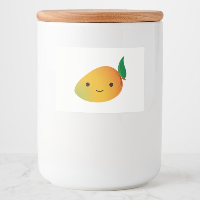 Cute Kawaii Smiling Mango Mat Etiketter (Framsida)