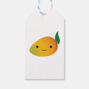 Cute Kawaii Smiling Mango Presentetikett