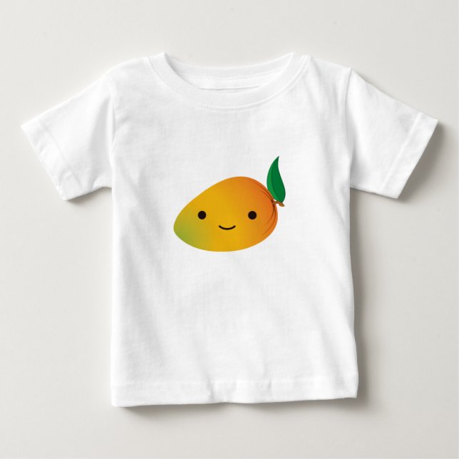 Cute Kawaii Smiling Mango Tee Shirt (Framsida)