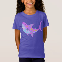 Cute Kawaii Smiling Shark in Lila and Blue