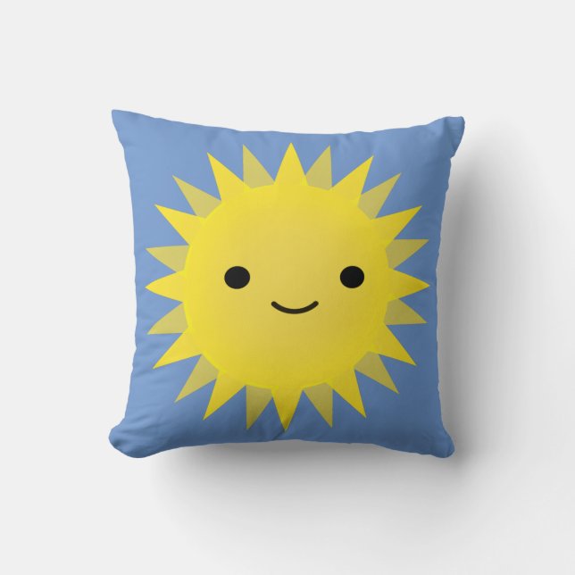 Cute Kawaii Smiling Sol Kudde (Framsida)