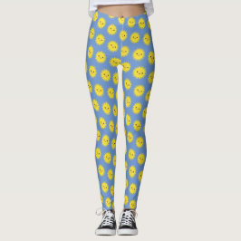 Cute Kawaii Smiling Sol Mönster Leggings