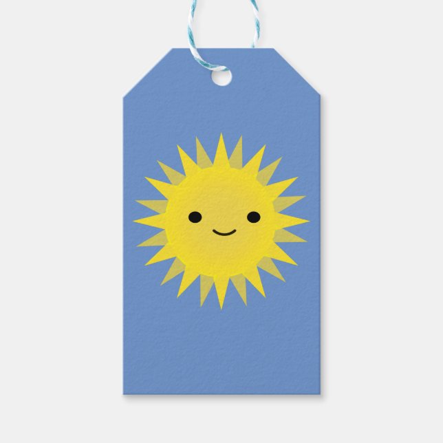 Cute Kawaii Smiling Sol Presentetikett (Framsidan)