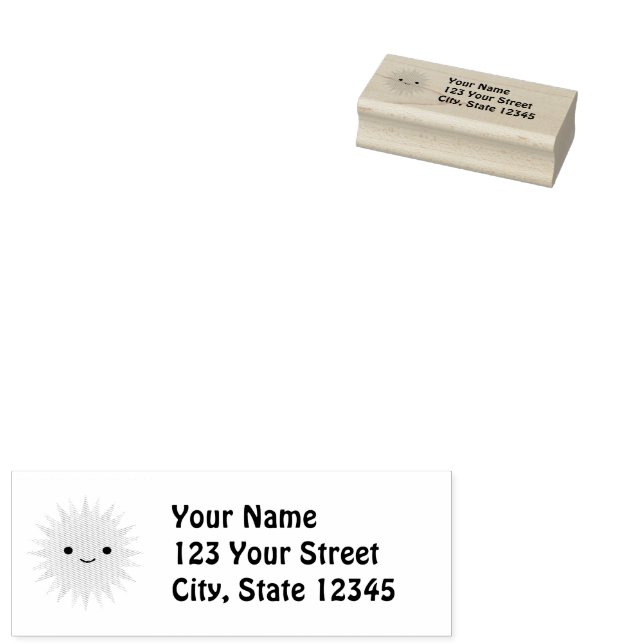 Cute Kawaii Smiling Sol Stämpel (Stämplad)