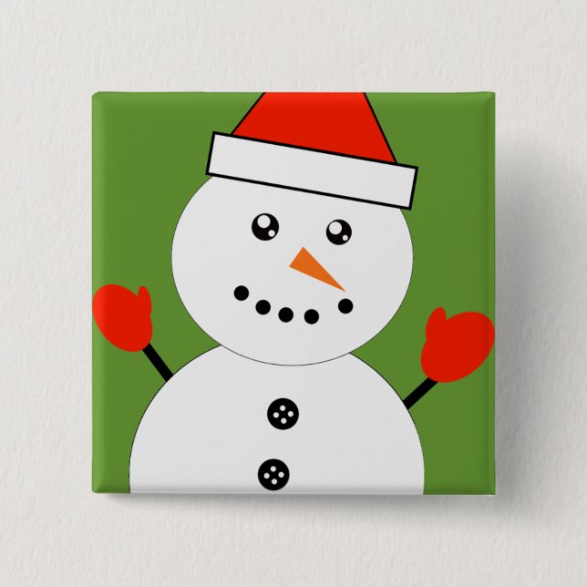 Cute Kawaii Snögubbe Knapp (Framsida)