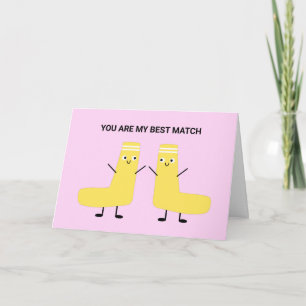 Cute Kawaii Sock Couple Pun Valentine Kärlek Kort
