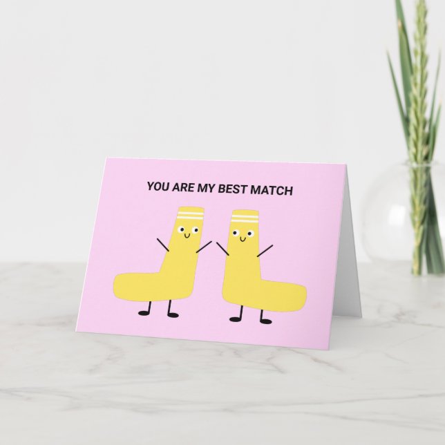Cute Kawaii Sock Couple Pun Valentine Kärlek Kort (Framsida)
