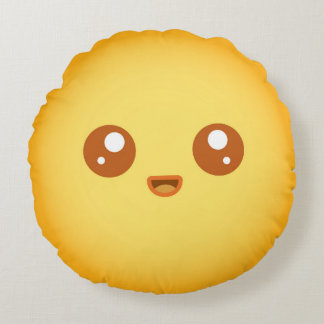 Cute Kawaii Sol Character Rund Kudde