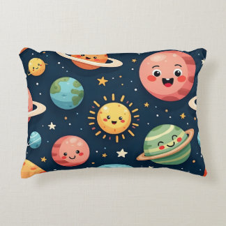 Cute Kawaii Solar System Planets Accent Pillow Prydnadskudde